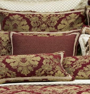 Napoleon Shiraz davinci quilt cover king damask royal elegant luxury bedding gold maroon yarn dyed chenille