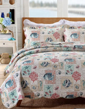 Cotton bedspread queen nautical aquatic beach coral