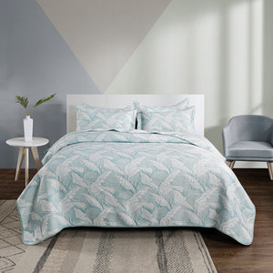 Lightweight coverlet bedspread summer queen reversible royal elegant turquoise green aqua white