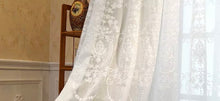 Pair of Victorian sheer curtain white embroidered provincial white 4 metre x 230 drop