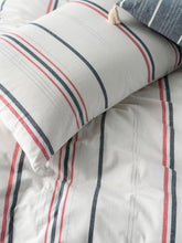 Caspian quilt cover by linen house king nautical strips blue red cotton