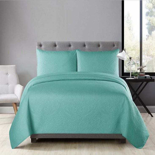 Lightweight coverlet bedspread queen king d solid royal elegant turquoise blue aqua