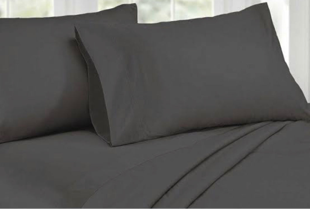 New 4 piece 500 thread count pure cotton sheet set queen soft charcoal grey dark