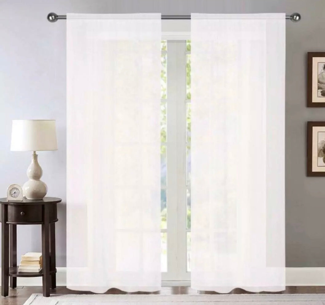 Pair of elegant sheer curtain ready to hang rod pocket