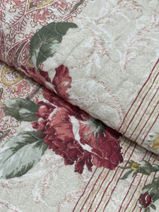 3 piece cotton bedspread pink beige coverlet girl pink vintage provincial floral pretty cotton reversible quilted