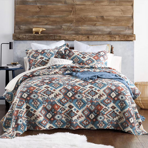 Cotton bedspread coverlet king queen Tibetan brown beige blue orange