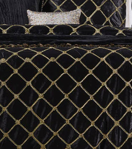 Sale queen Davinci Julienne black queen Diamond elegant quilt cover black gold velvet glamour quilt cover set