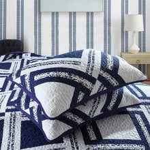 Sale Cotton bedspread coverlet queen king quilted reversible contemporary white indigo navy blue