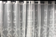 Pair of Victorian sheer curtain white embroidered provincial white 4 metre x 230 drop