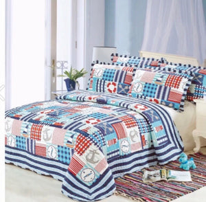 Boys cotton bedspread nautical reversible