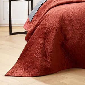Dynasty terracotta Bianca velvet coverlet single king single double  3 piece set bianca
