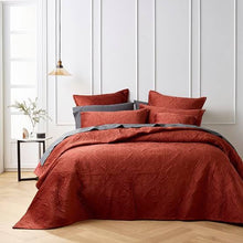 Dynasty terracotta Bianca velvet coverlet bedspread KING / SUPER KING 4 piece set bianca