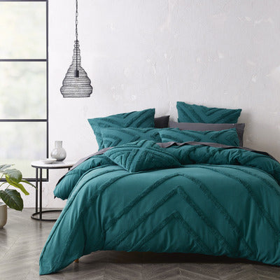 5 piece Bianca teal chenille cotton   Queen Haven Chenille Quilt cover european teal