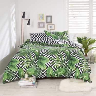 Logan & Mason Esque Raphis Quilt Cover Set Green SINGLE